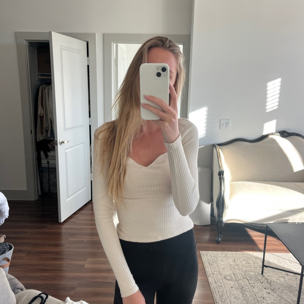 Reformation cream ribbed top